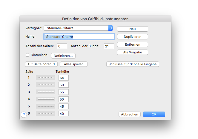 Dialogbox Definition von Griffbild-Instrumenten